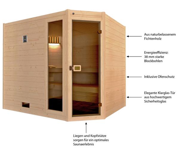 Weka Ecksauna Valida mit Glastür und Fenster