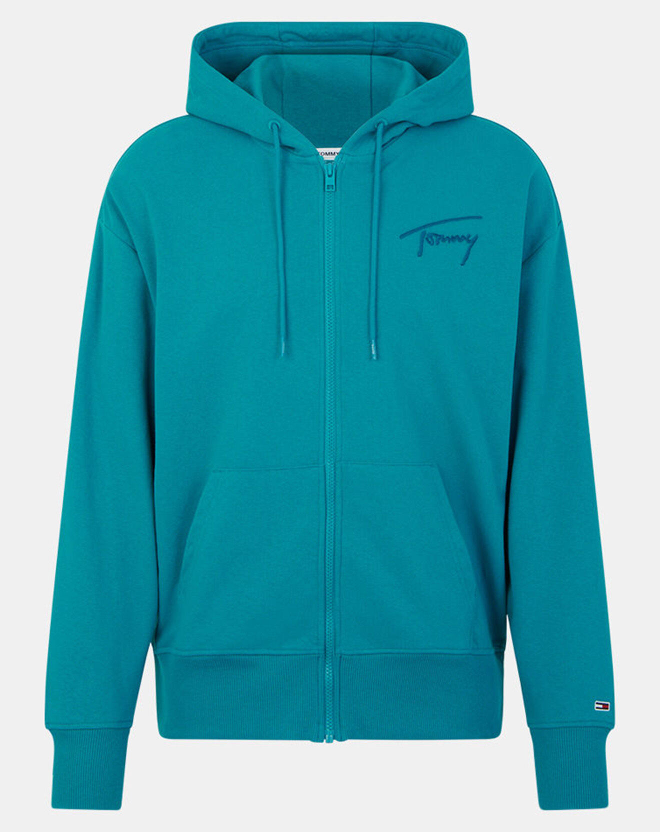 Tommy Jeans Sweat à capuche zippé Signature bleu canard