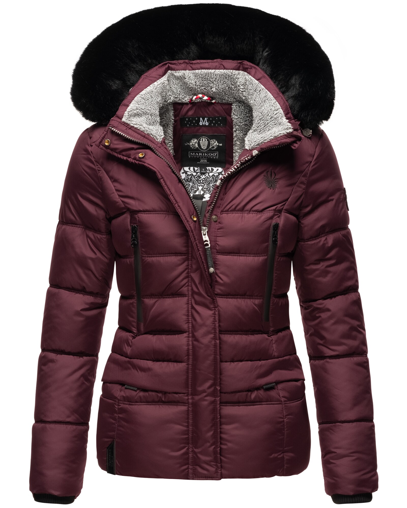 NAVAHOO Damen Winterjacke Steppjacke mit Teddyfell & Kunstpelz Kapuze Loveleen