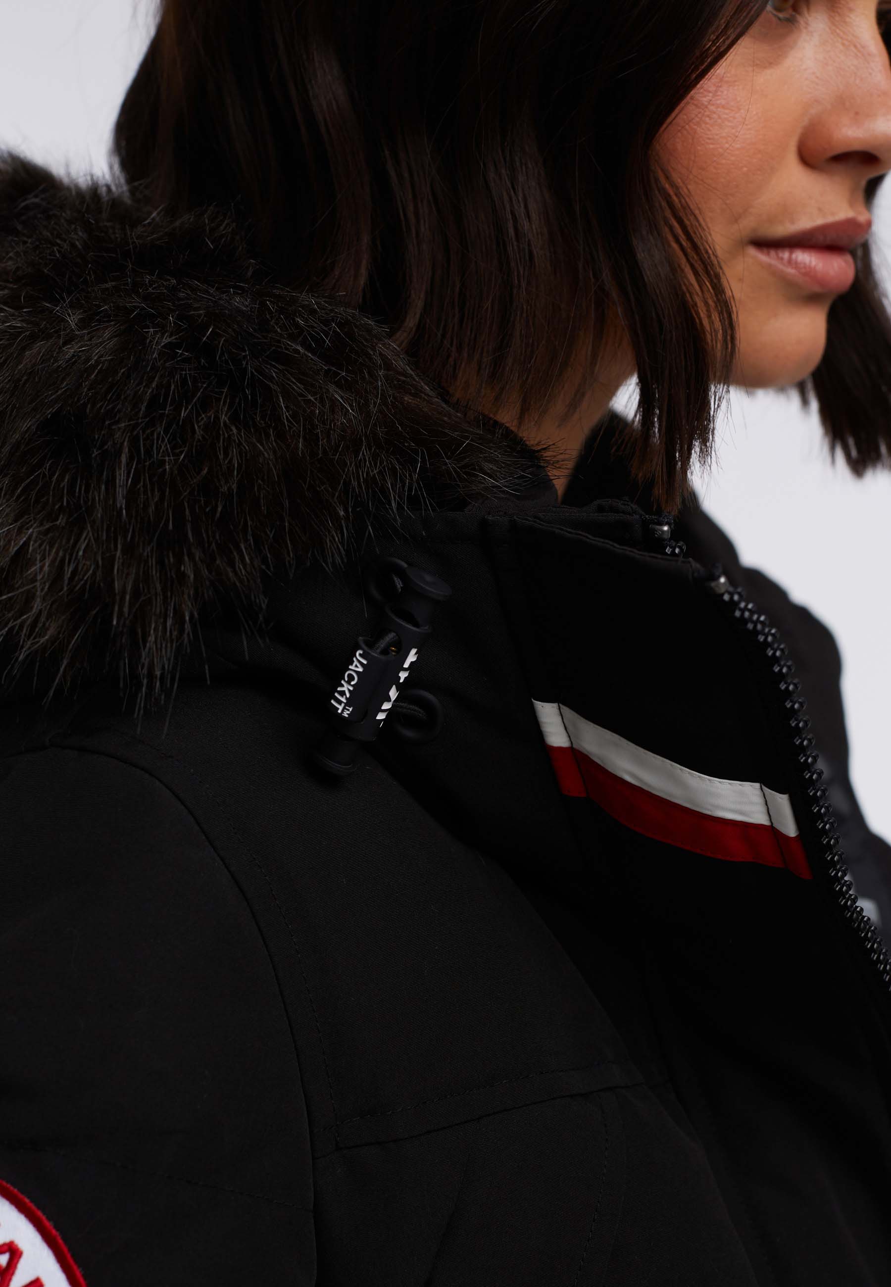 Neo Mountain Parka Extra Long Dame Black/Dark Bear