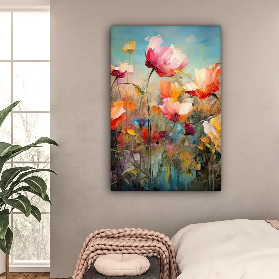 MuchoWow Canvas Schilderij 80x120cm Bloemen Watercolor Kunst