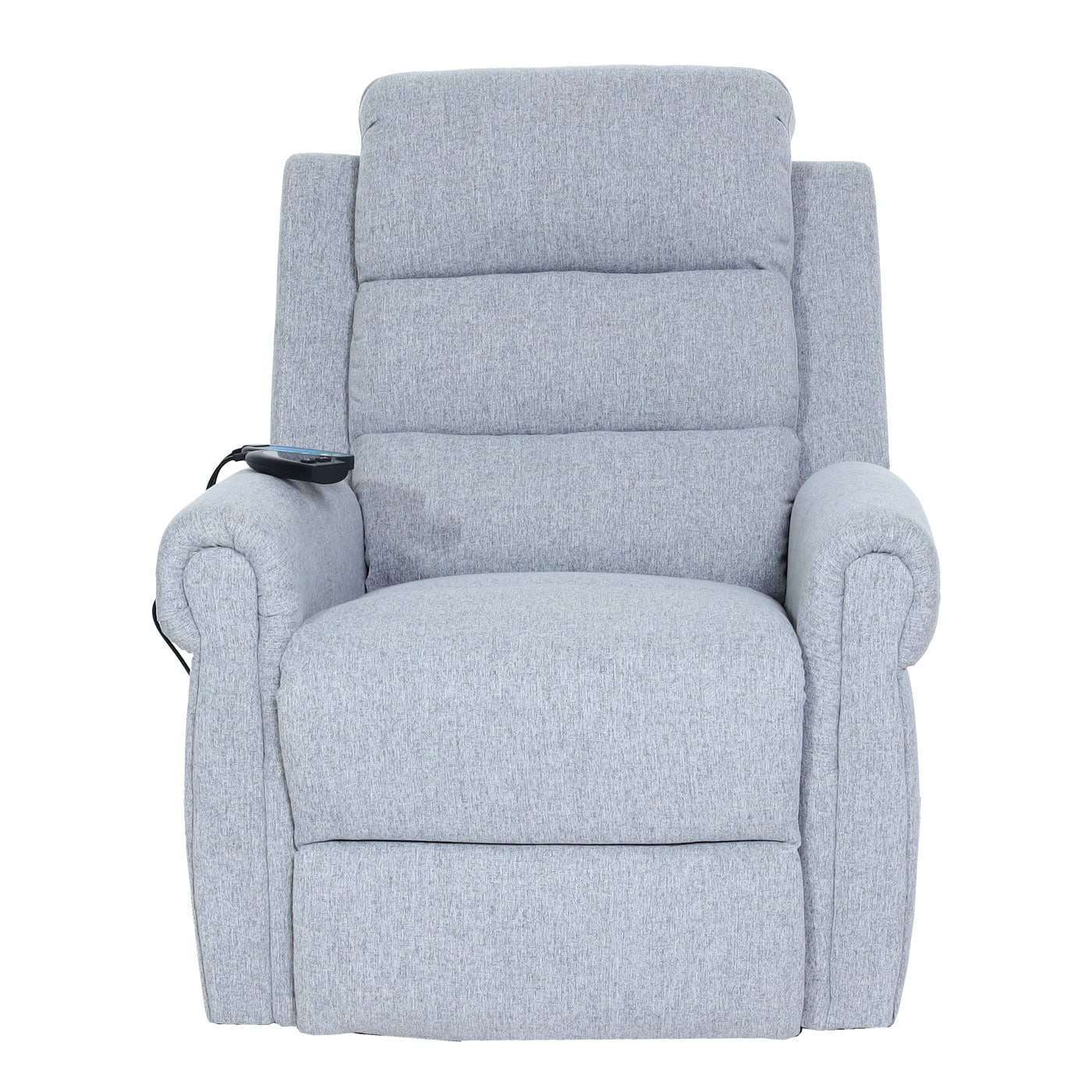 Fernsehsessel MCW-K63, Relaxsessel Sessel, Liegefunktion Aufstehhilfe Massage Heizfunktion, Stoff/Textil ~ hellgrau