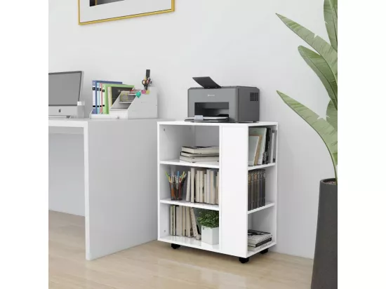 Armoire à roulettes Blanc brillant 60x35x75cm Bois d’ingénierie