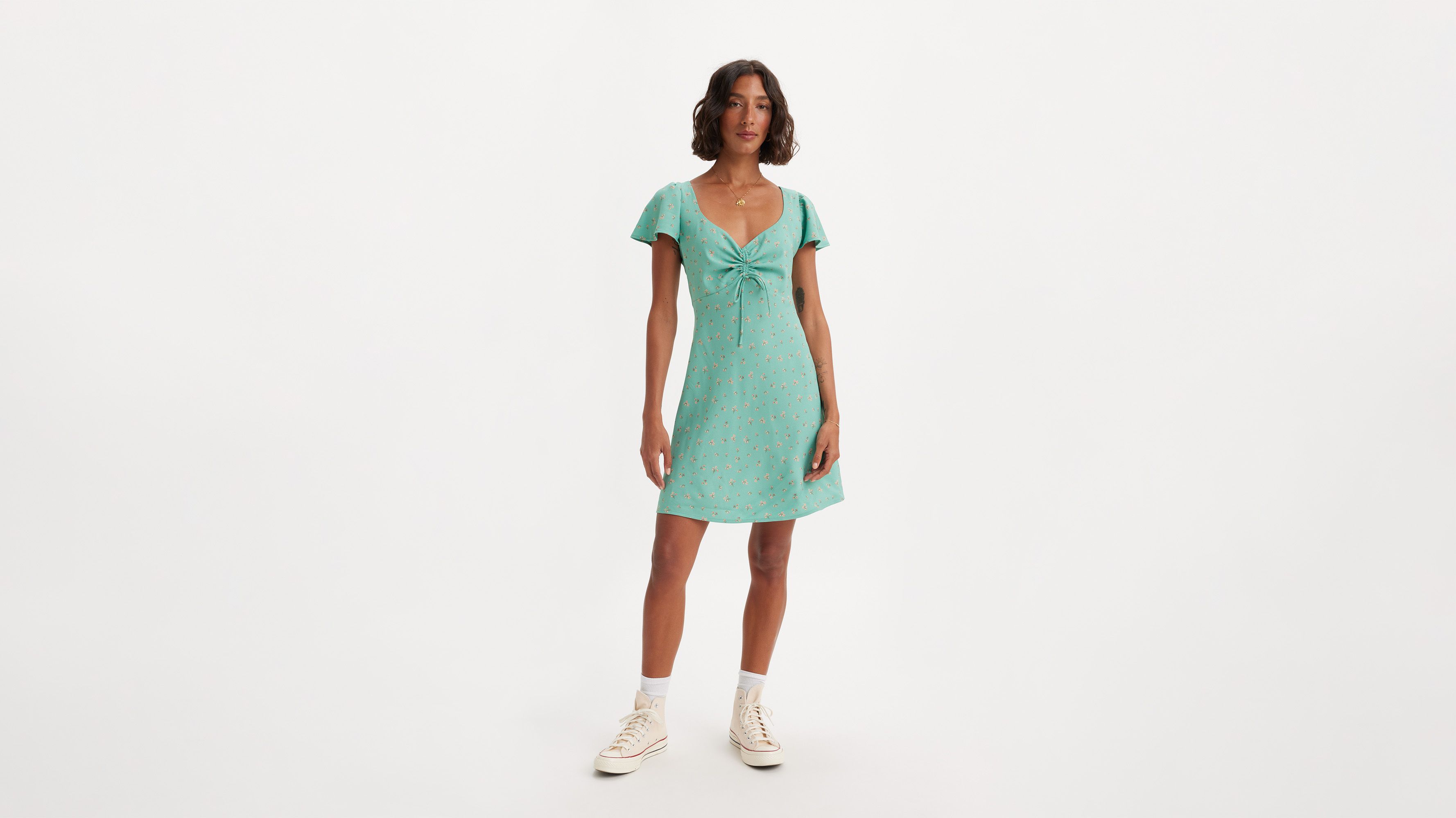 Robe manches papillon Skylar - Lykke Floral Beryl Green - Vert