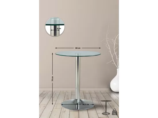 Table d'appoint - rond Ø 60 cm - Bois - Verre clair - Glastisch