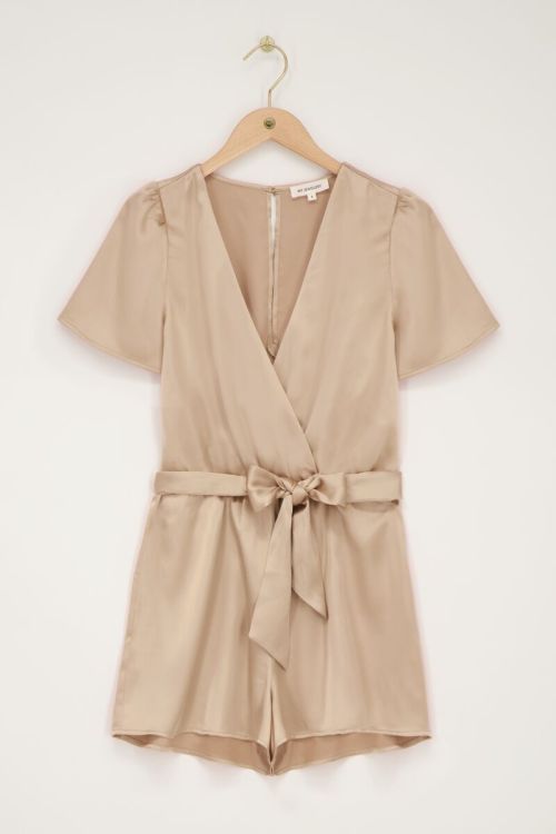 Beige playsuit satijnen look