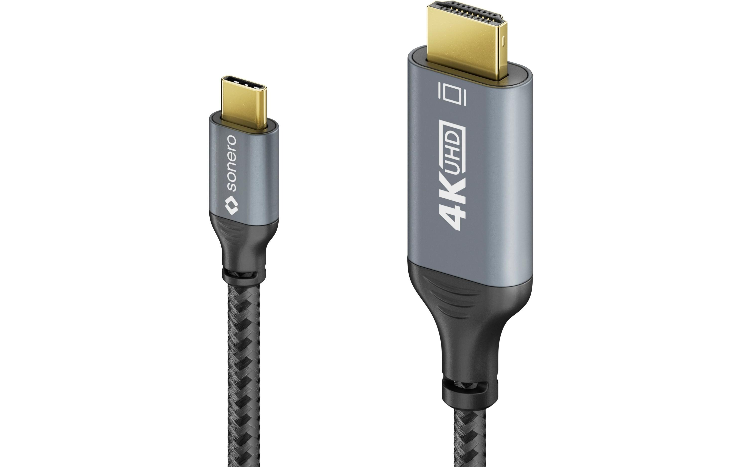 Kabel USB Type-C - HDMI, 1 mUSB-C auf HDMI Kabel - 4K60, 18 GBps – grau/schwarz - 1.00m