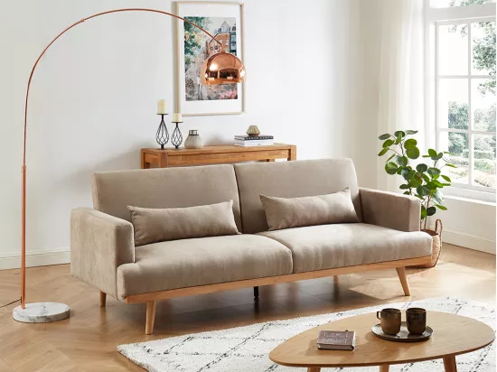 Canapé 3 places convertible clic-clac en tissu ESME - Beige