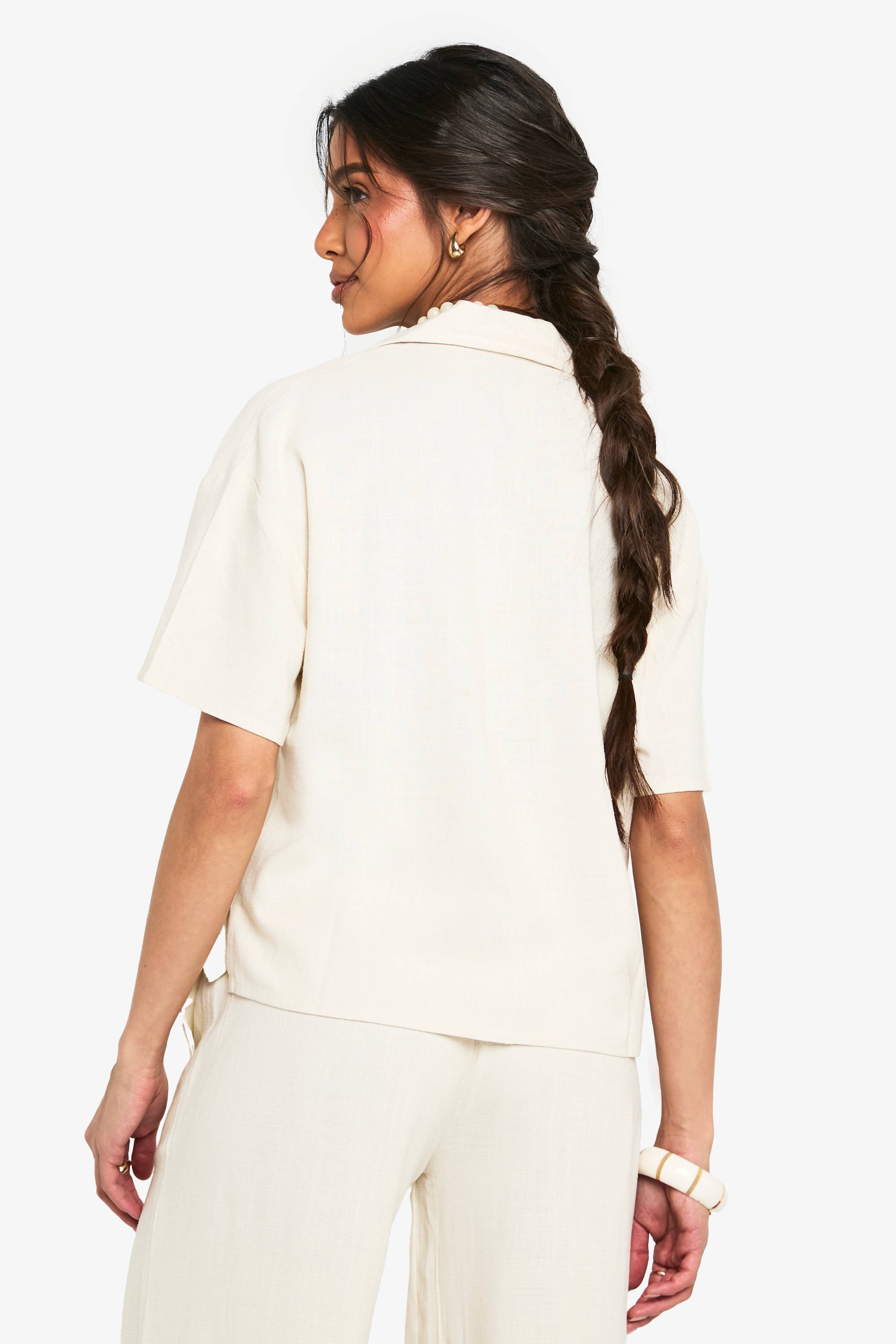 boohoo Chemise à manches courtes en lin haut de gamme