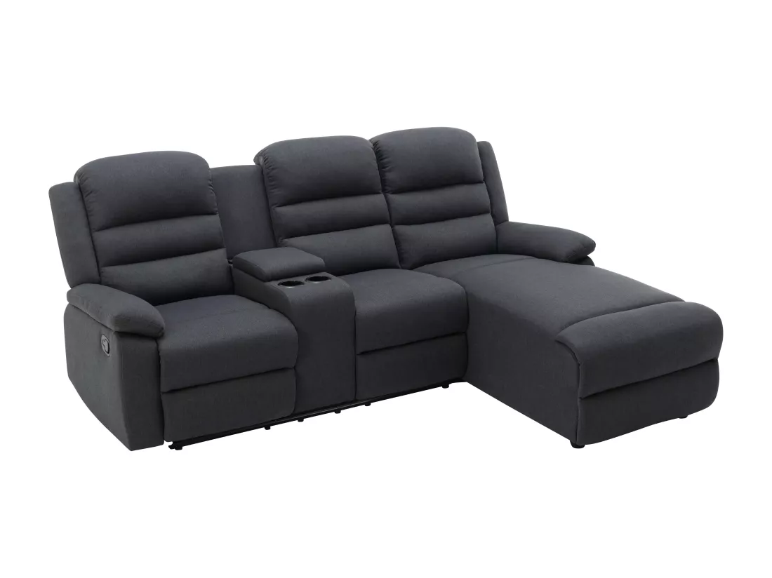Canapé d'angle droit relax en tissu anthracite MACEDONIA