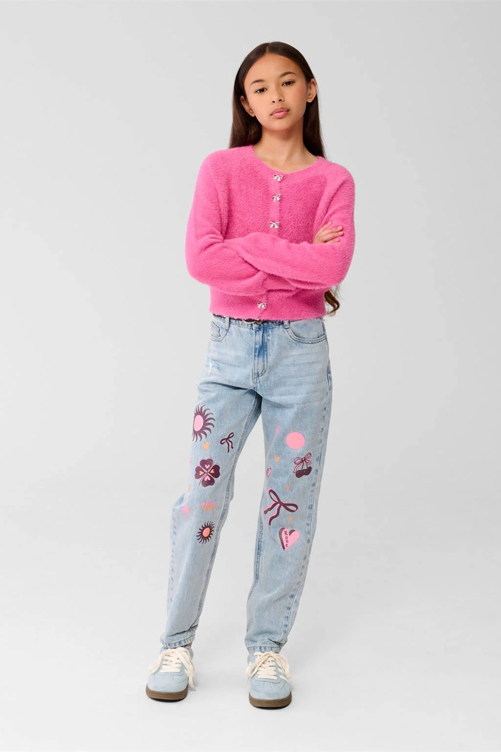 Shoeby vest roze fijn gebreid