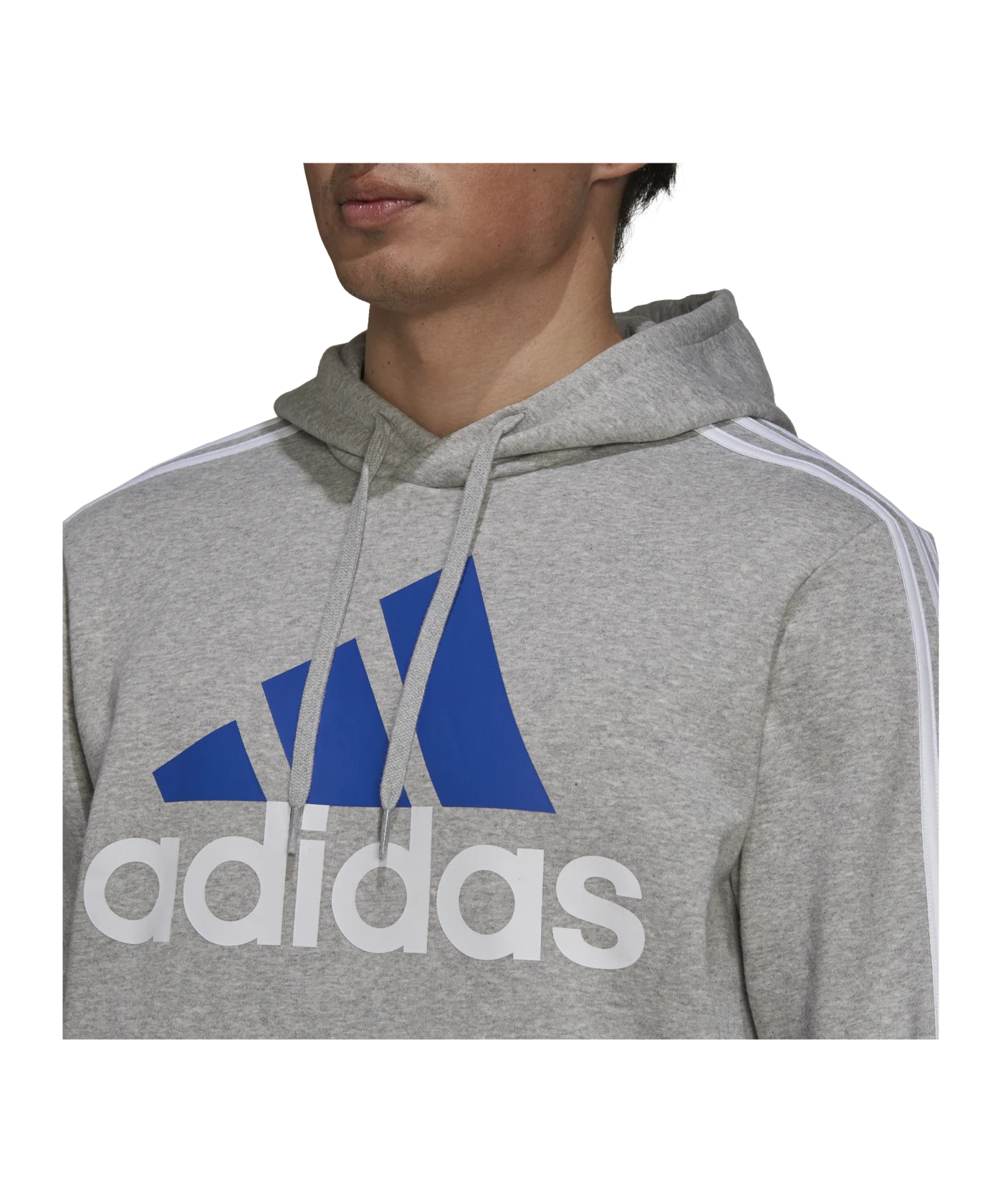 adidas Essentials 3S Hoody Grau Blau Weiss