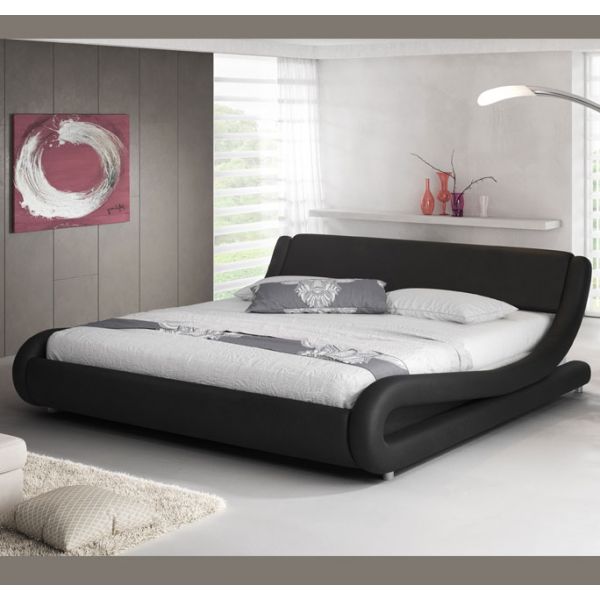 Móveis Bonitos Cama Alessia Preta (160x200cm) - CAAH001E-BL160X200cm