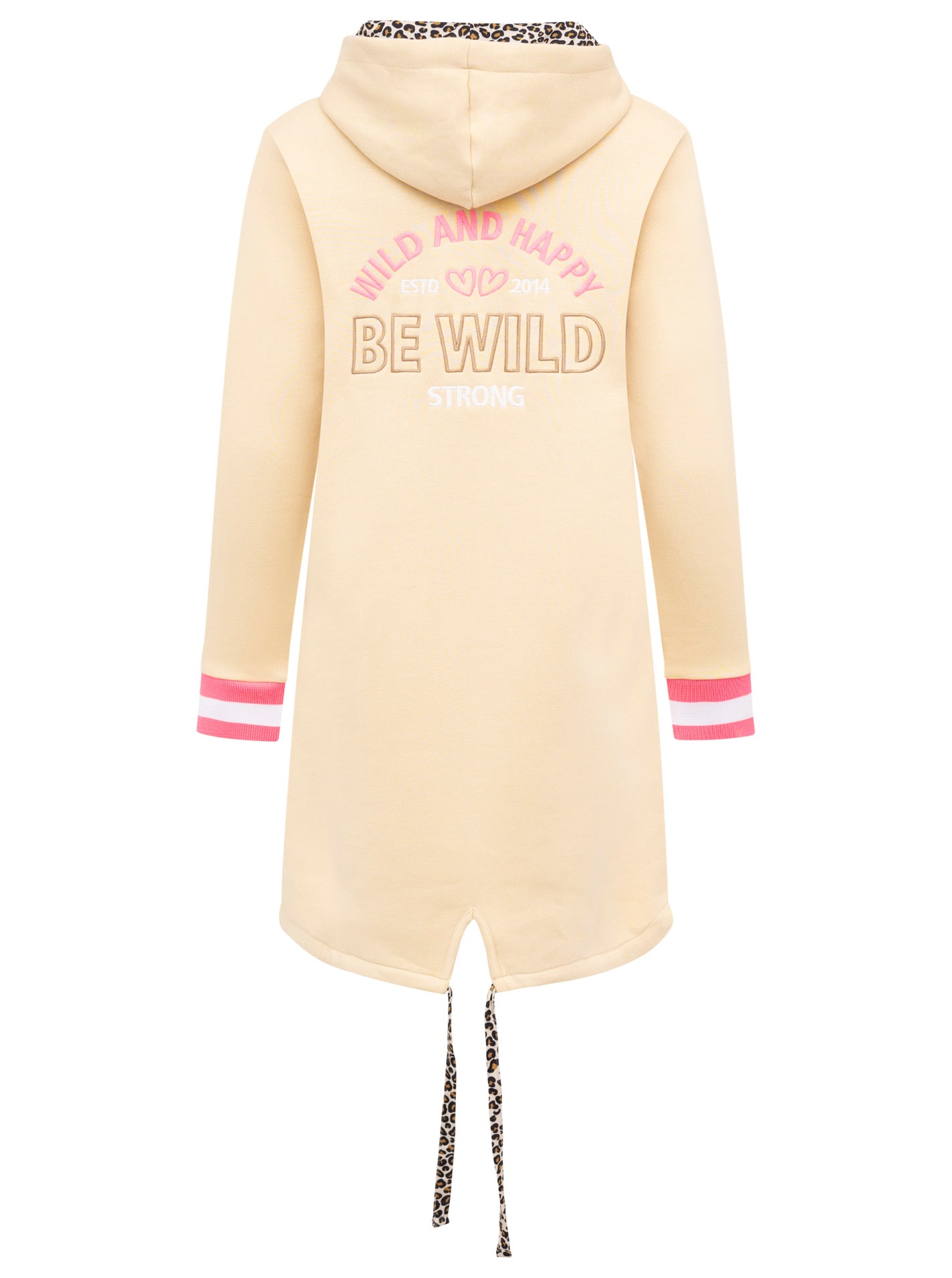 Zwillingsherz Langmantel »Wild and Happy«, mit Leo Details, Reissverschluss, Taschen und grossem Stickmotiv