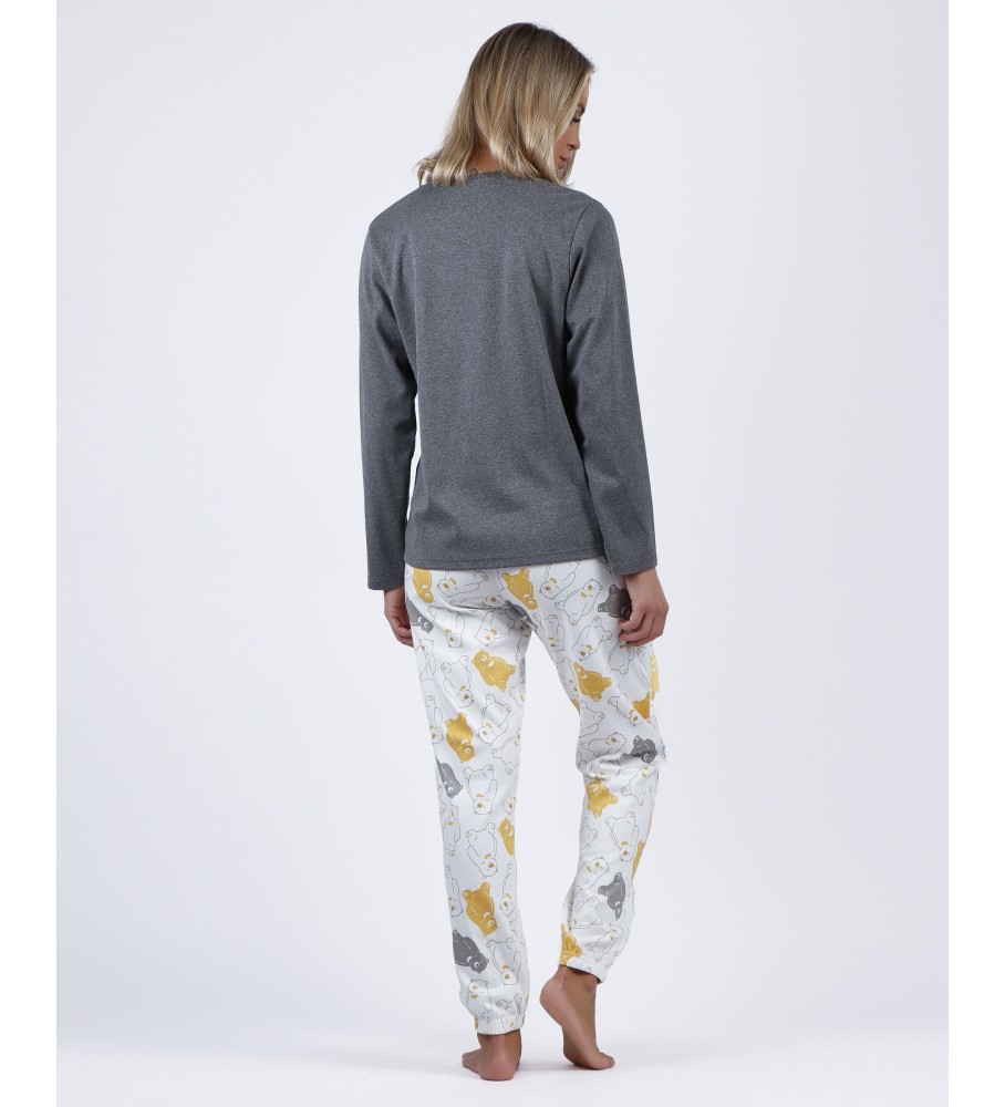 Admas Pijama Manga Larga Warm Hugs gris