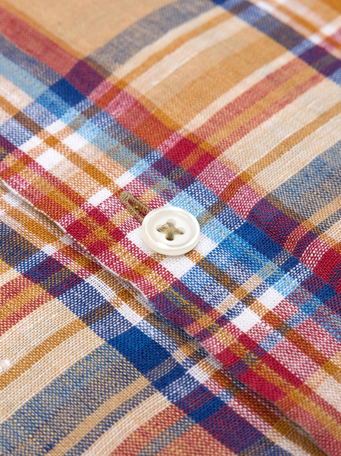Chemise Phil en lin sable à motif tartan