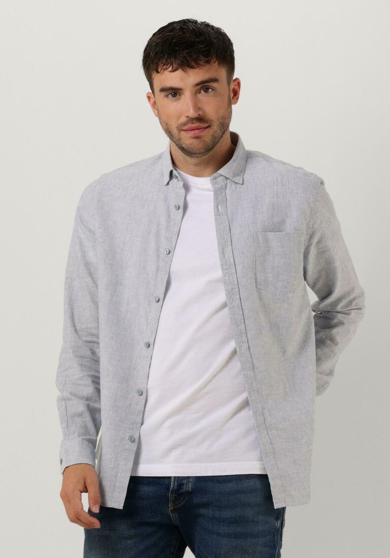 DSTREZZED blauwe dstrezzed casual overhemd shirt linen melange