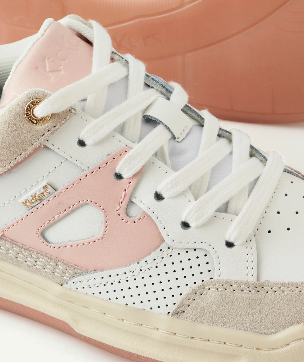 KICKERSBASKETS FILLE KIKOUAK JUNIOR BLANC ROSE