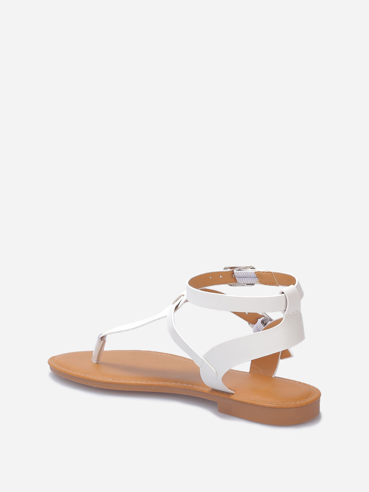 Nu-pieds à brides en simili- Blanc