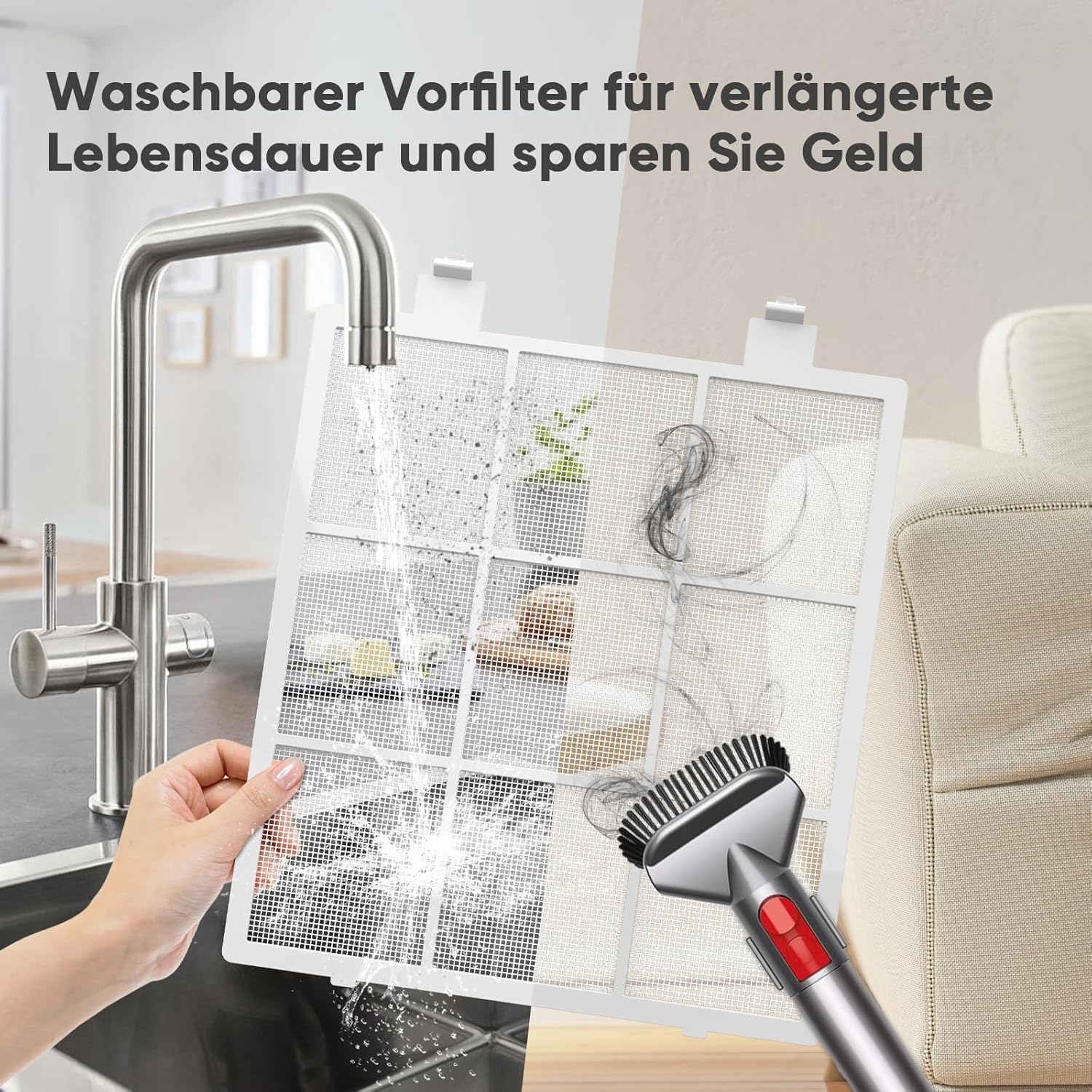 Luftreiniger für Allergiker, Wohnung und Raucherzimmer, mit 2 × HEPA 14-Filtern gegen Tierhaare, Schimmel, Staub, Pollen & Gerüche, CADR 350 m³/h für 120 ㎡, App-Steuerung, Timer, leise 22 dB