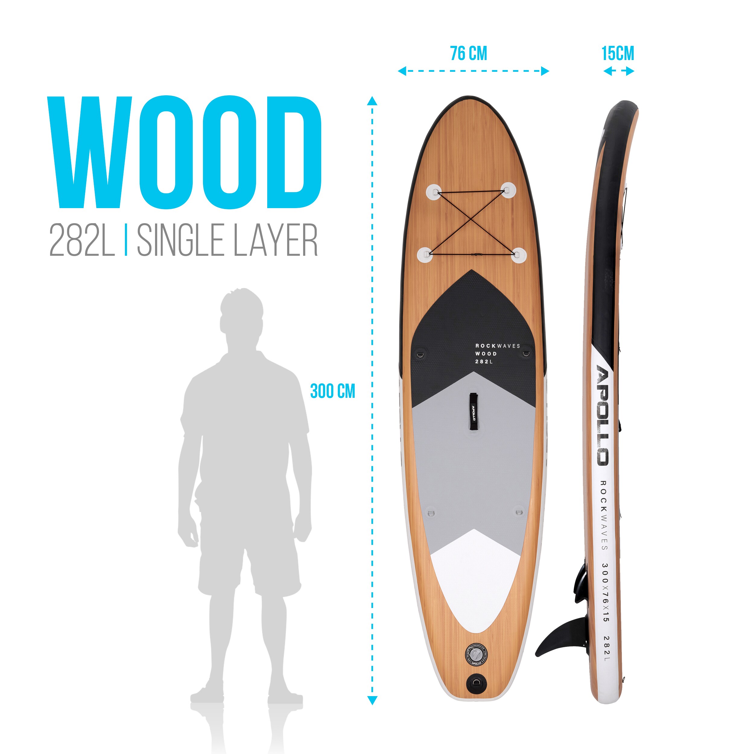 Apollo Aufblasbares Stand Up Paddle Board SUP - Wood