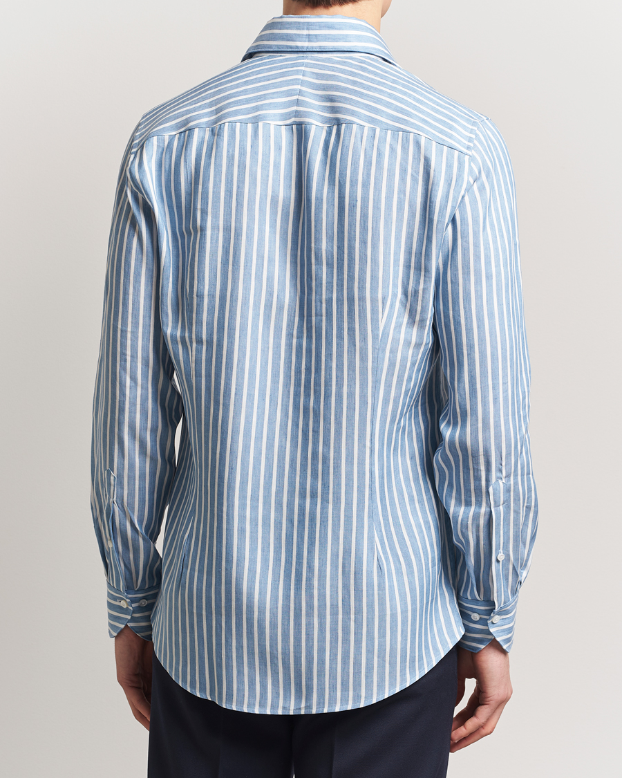 Stenströms 1899 Slimline Striped Linen/Lyocell Shirt Blue