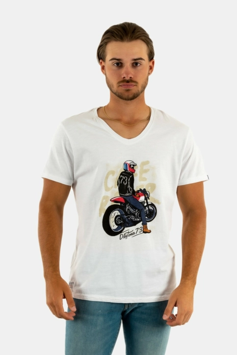 tee shirt daytona guy on ride bright white