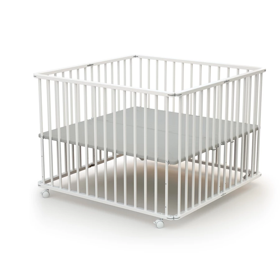 WEBABY Laufgitter faltbar Buche weiß 100 x 100 cm