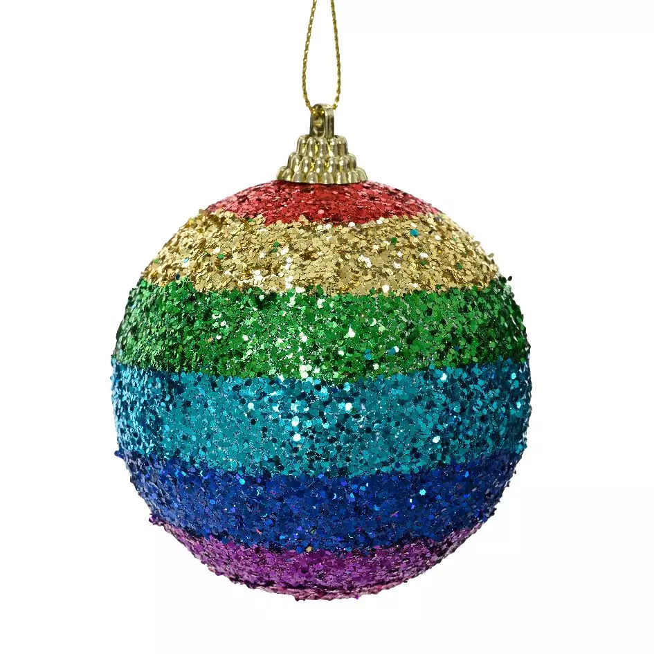 Lot de 12 boules de Noël (D80 mm) Arc en ciel Multicolore