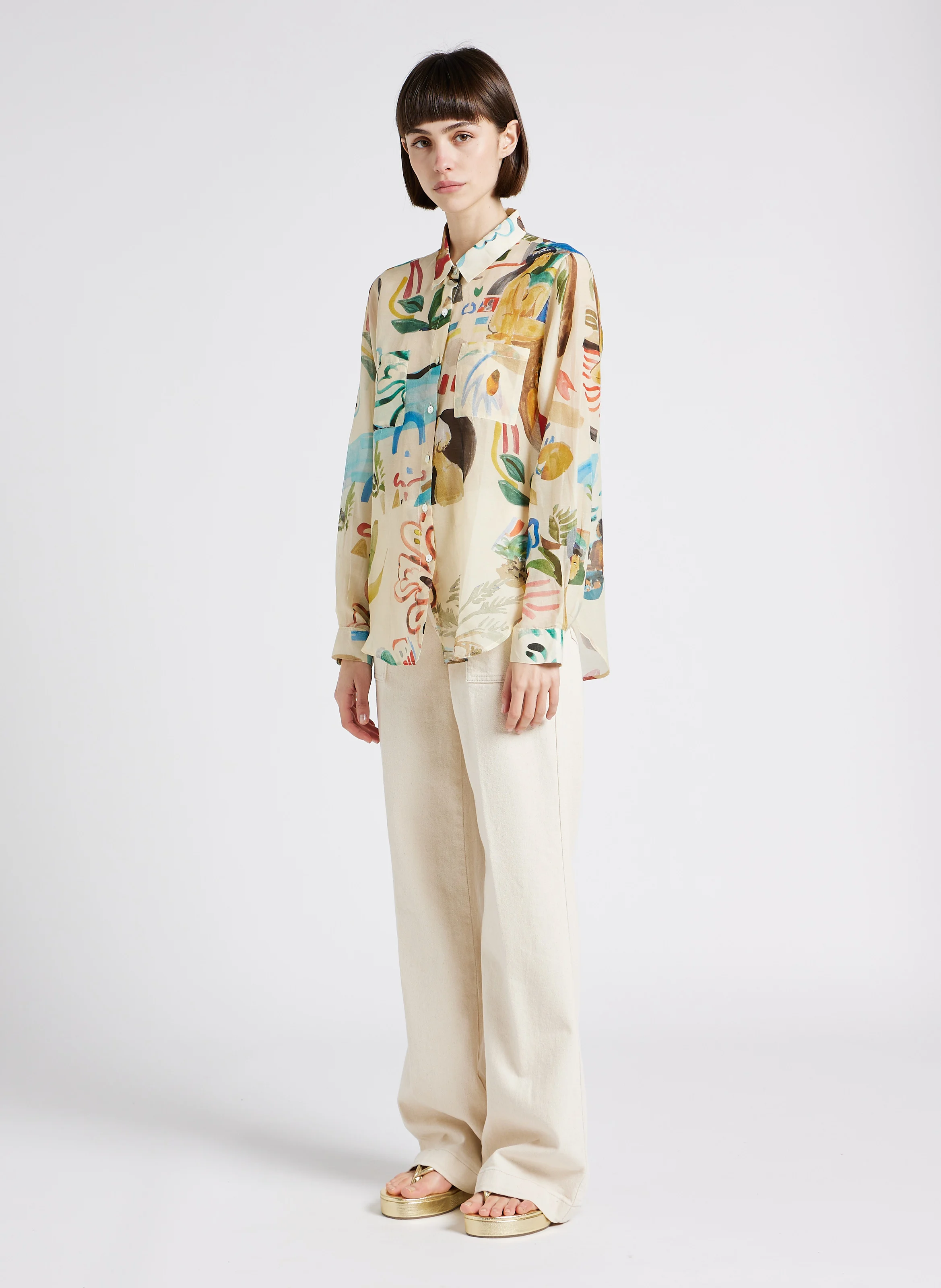 LE BAIN - Chemise ample en soie et coton | Multicolore