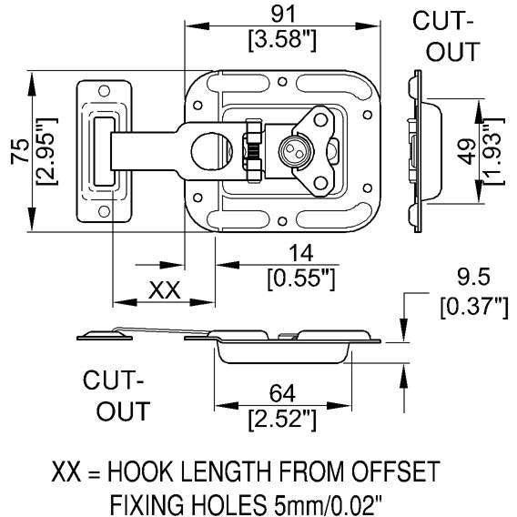 Penn Elcom L0737/46z overslagslot met lip 46 mm