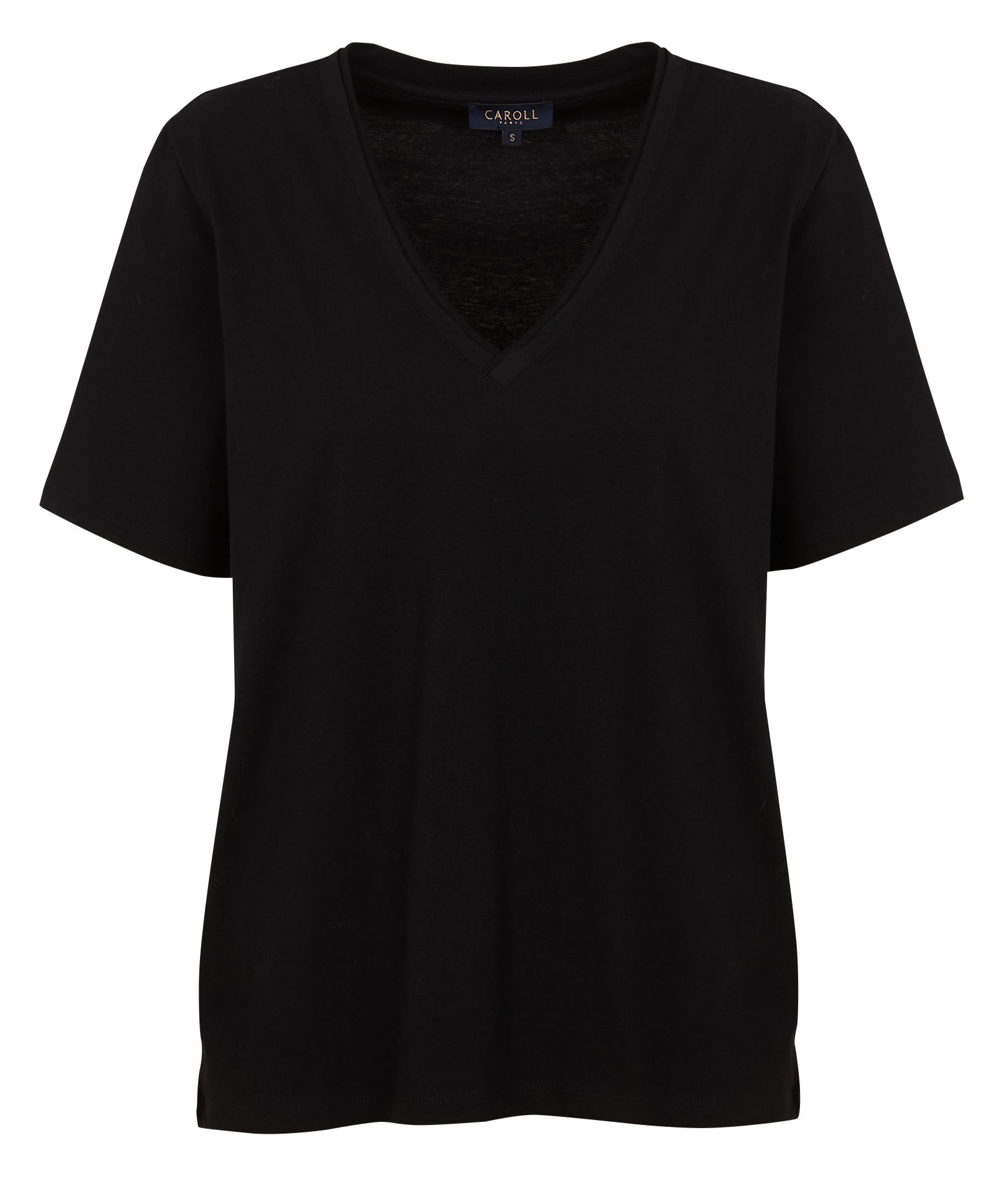 TSALLY - Tee-shirt à double col V en coton | Noir