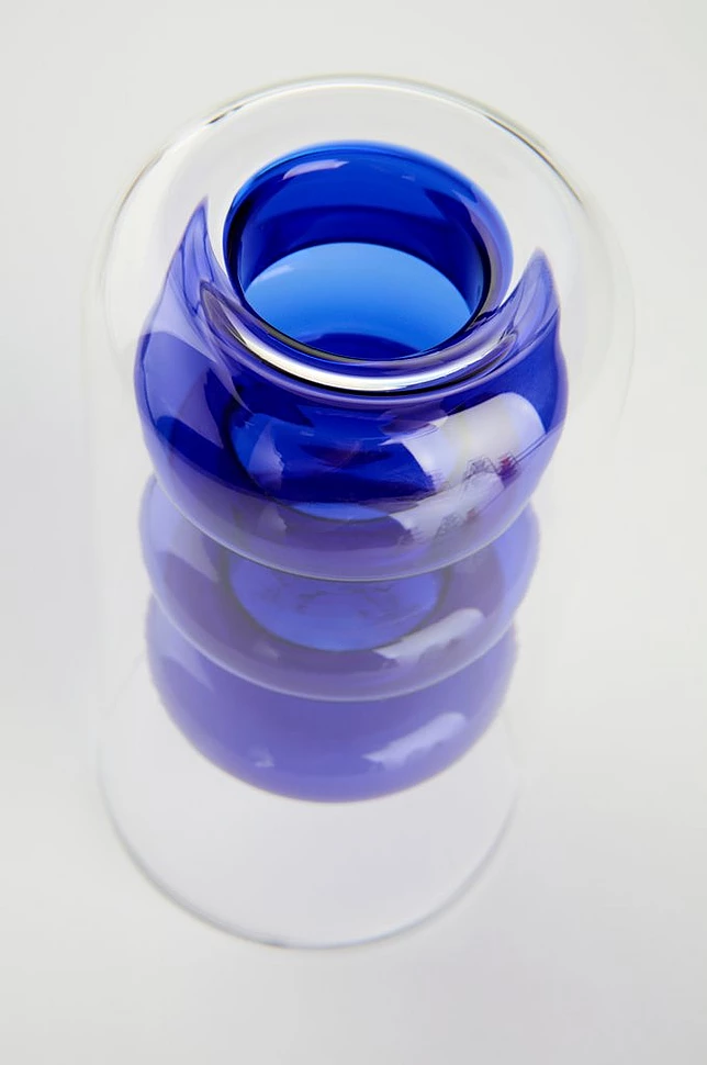 TILO BLUE glassvase høyde 15 cm