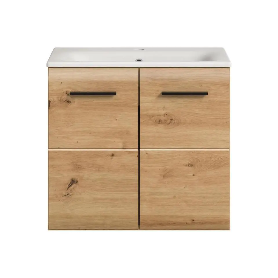 Hioshop Ice wastafel inclusief was 2 deuren eiken decor