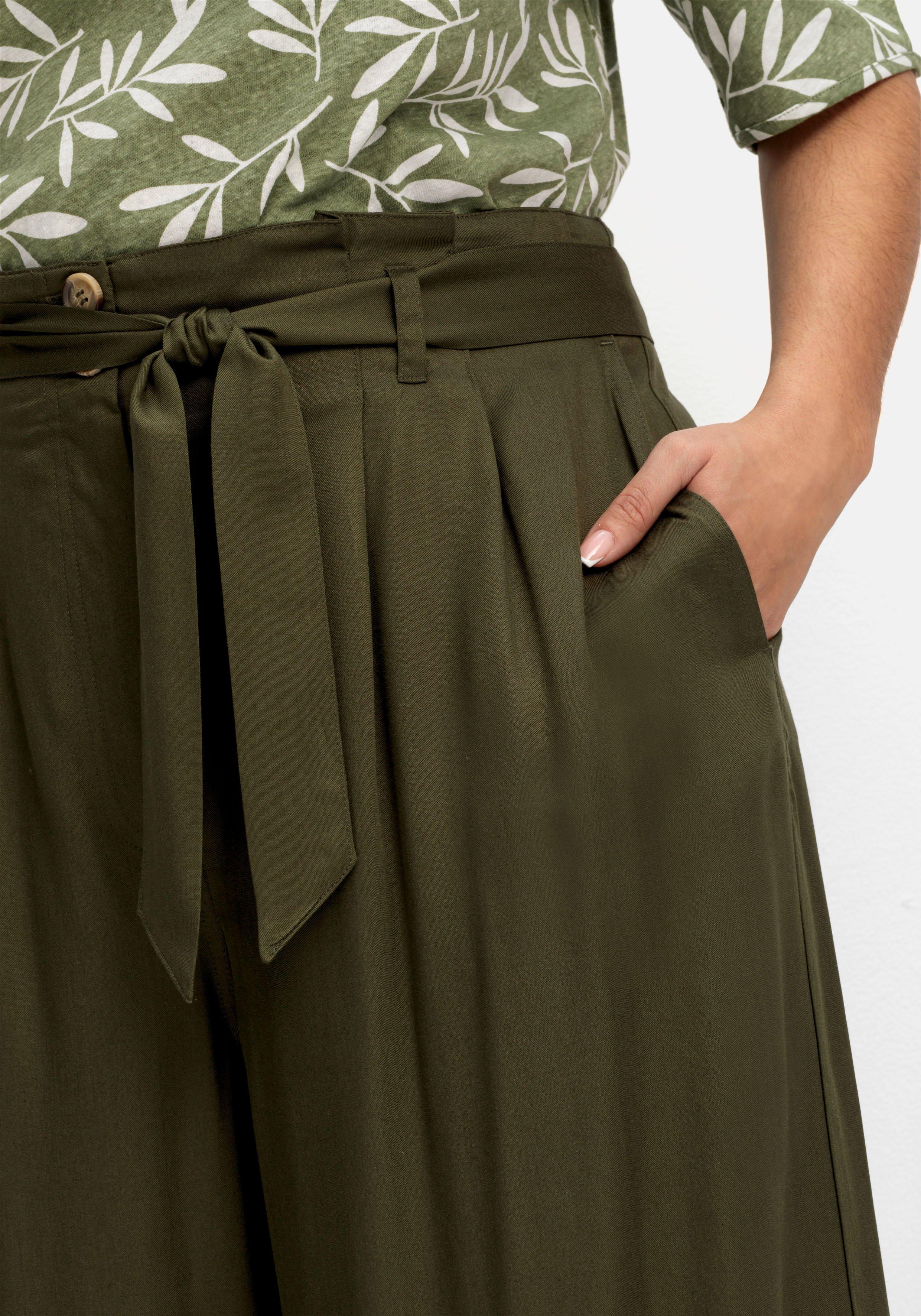 Culotte mit High-Waist-Bund und Stoffgürtel