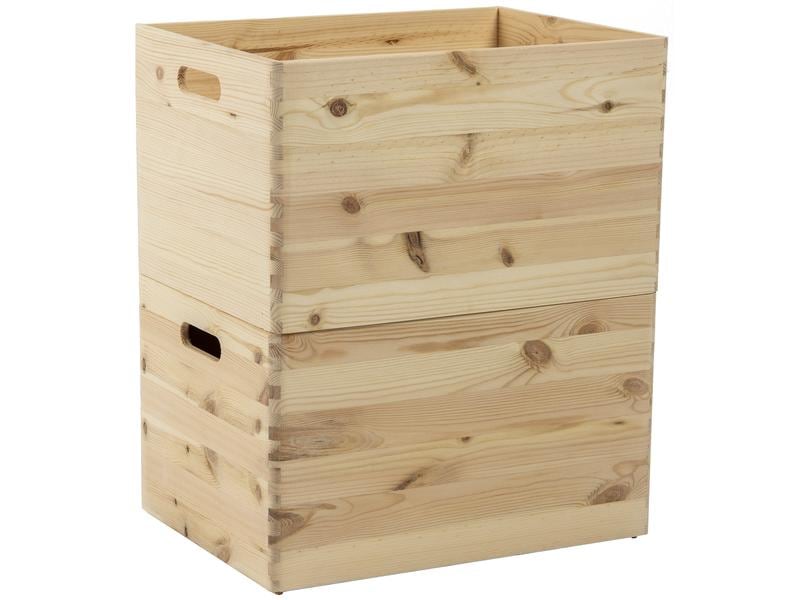 Holz Zollhaus Aufbewahrungskiste Kiefer 30 x 23 x 40 cm, Br Holzbox mit Griff zum Stapeln