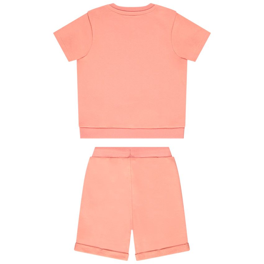 Ensemble 2 pièces en molleton print singe pour bébé garçon - Corail