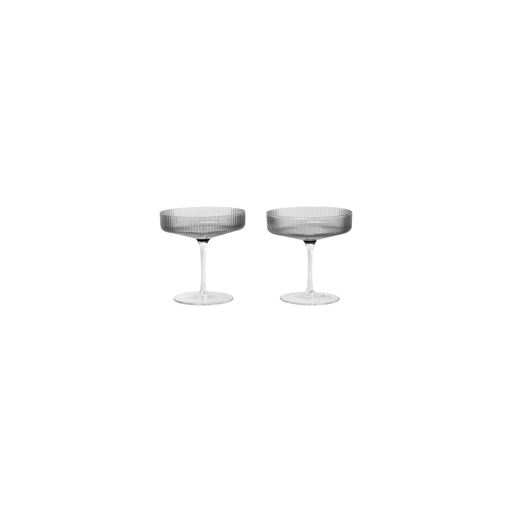 ferm LIVING Ripple 2-pak Champagneskål, Smoked