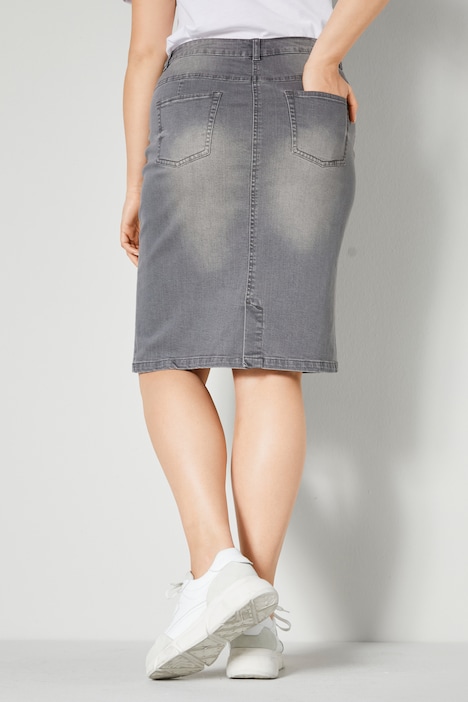 Jeansrock, Straight Fit, 5-Pocket, Gehschlitz