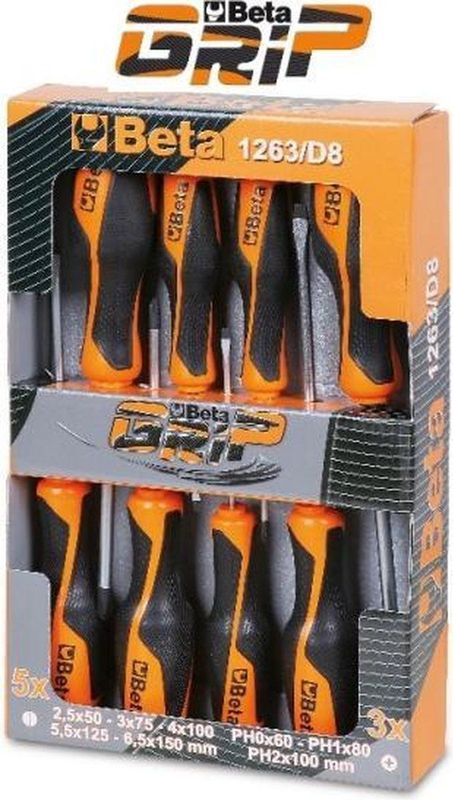 Beta Tools - Schroevendraaiers Set - 5 Platte en 3 Phillips - Hoogwaardig Staal