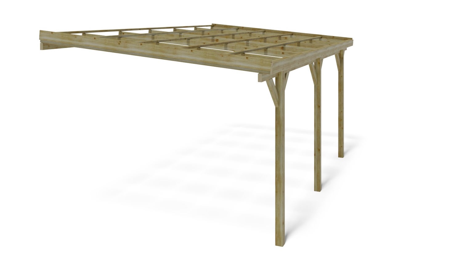 Carport garagedak 3x5,24 m - 15 m2 - gemonteerd op de huismuur