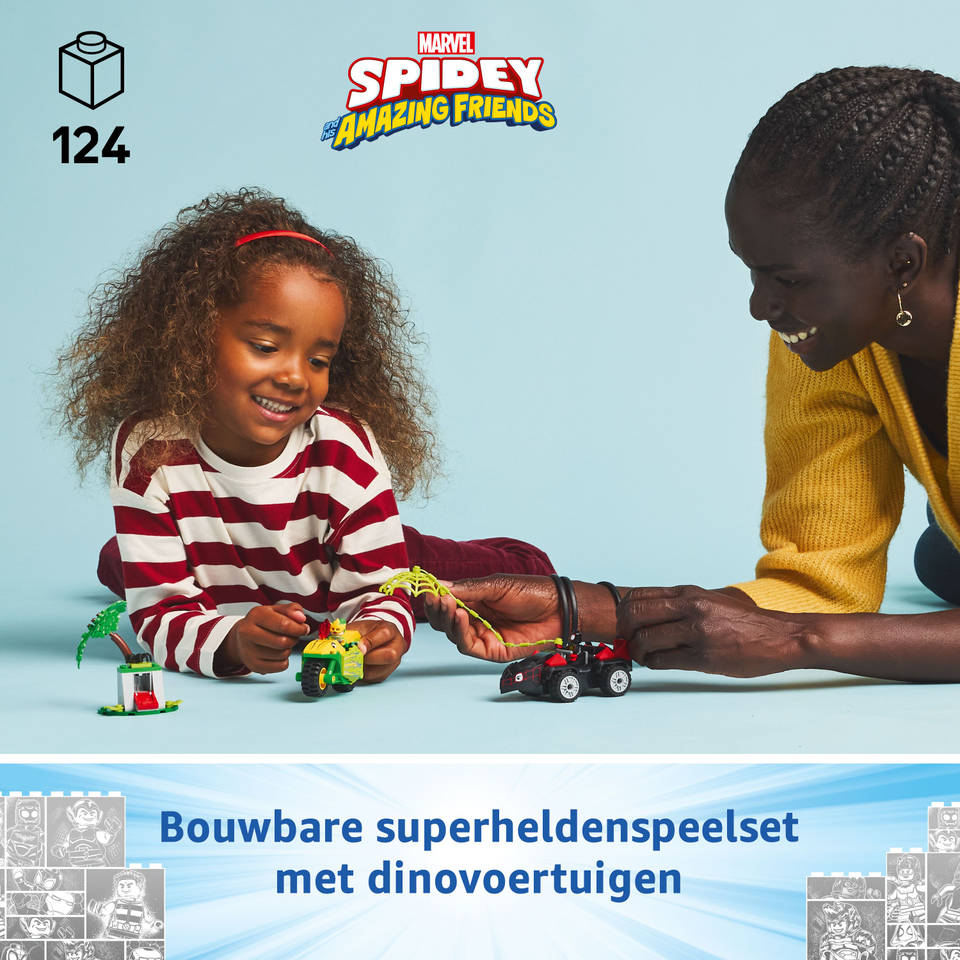 LEGO Marvel Spin en electro achtervolging met dinosaurusvoertuig 11198