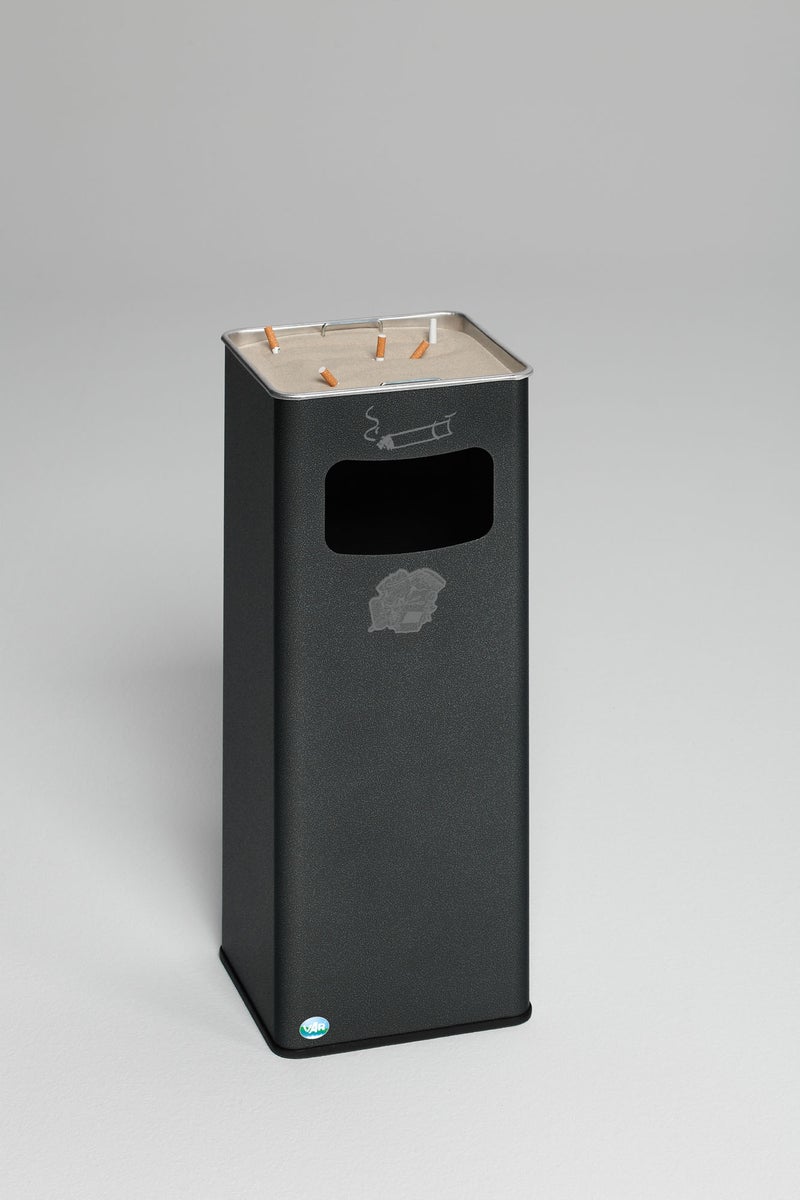 PROREGAL Klassieke Combinatie Asbak, Rechthoekig, HxBxD 66,5 x 26 x 26 cm, Gegalvaniseerd Staal, Grijs