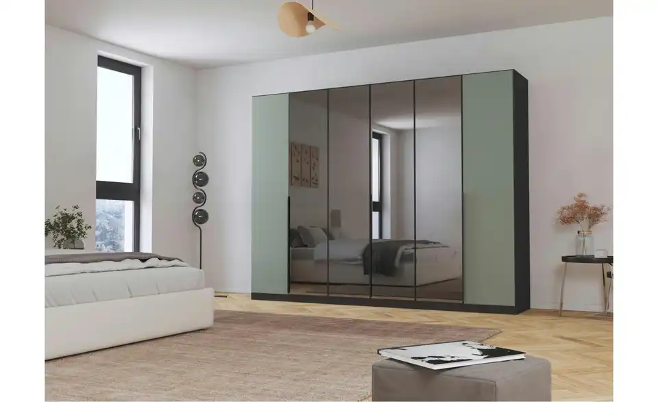 Drehtürenschrank Grau, Salbeigrün 271 cm 6 Stück