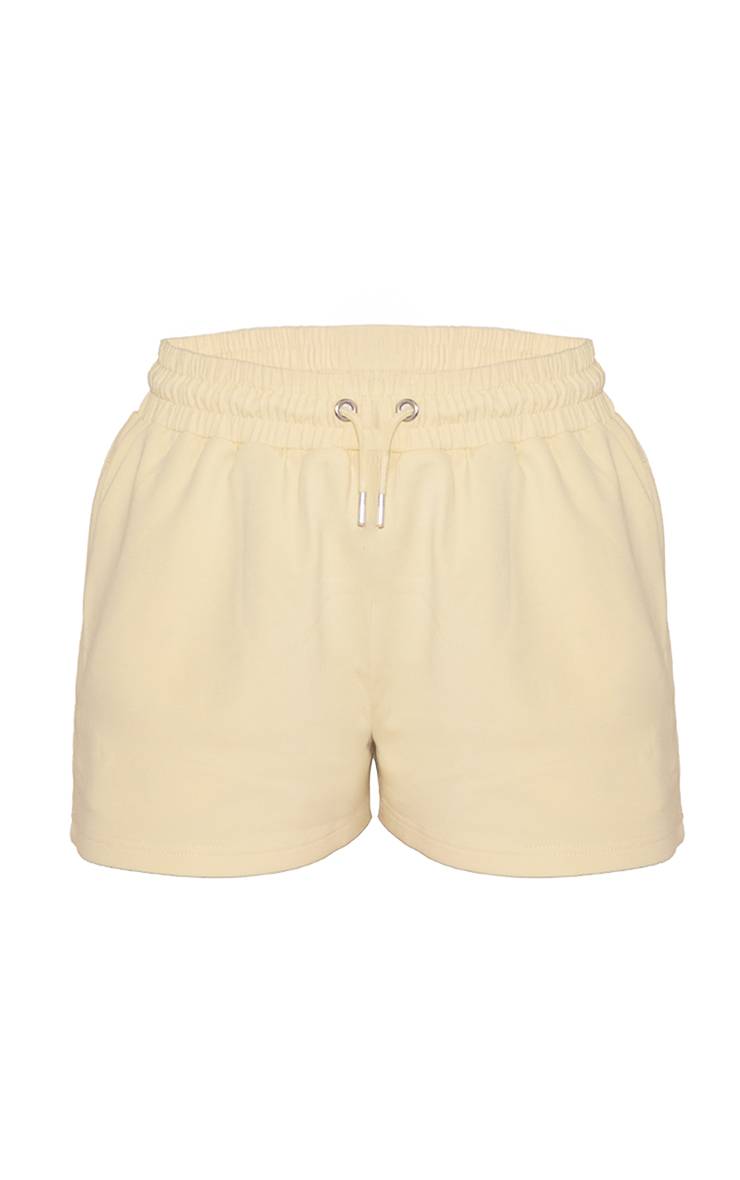 Pale Yellow Short En Coton Interlock Brodé