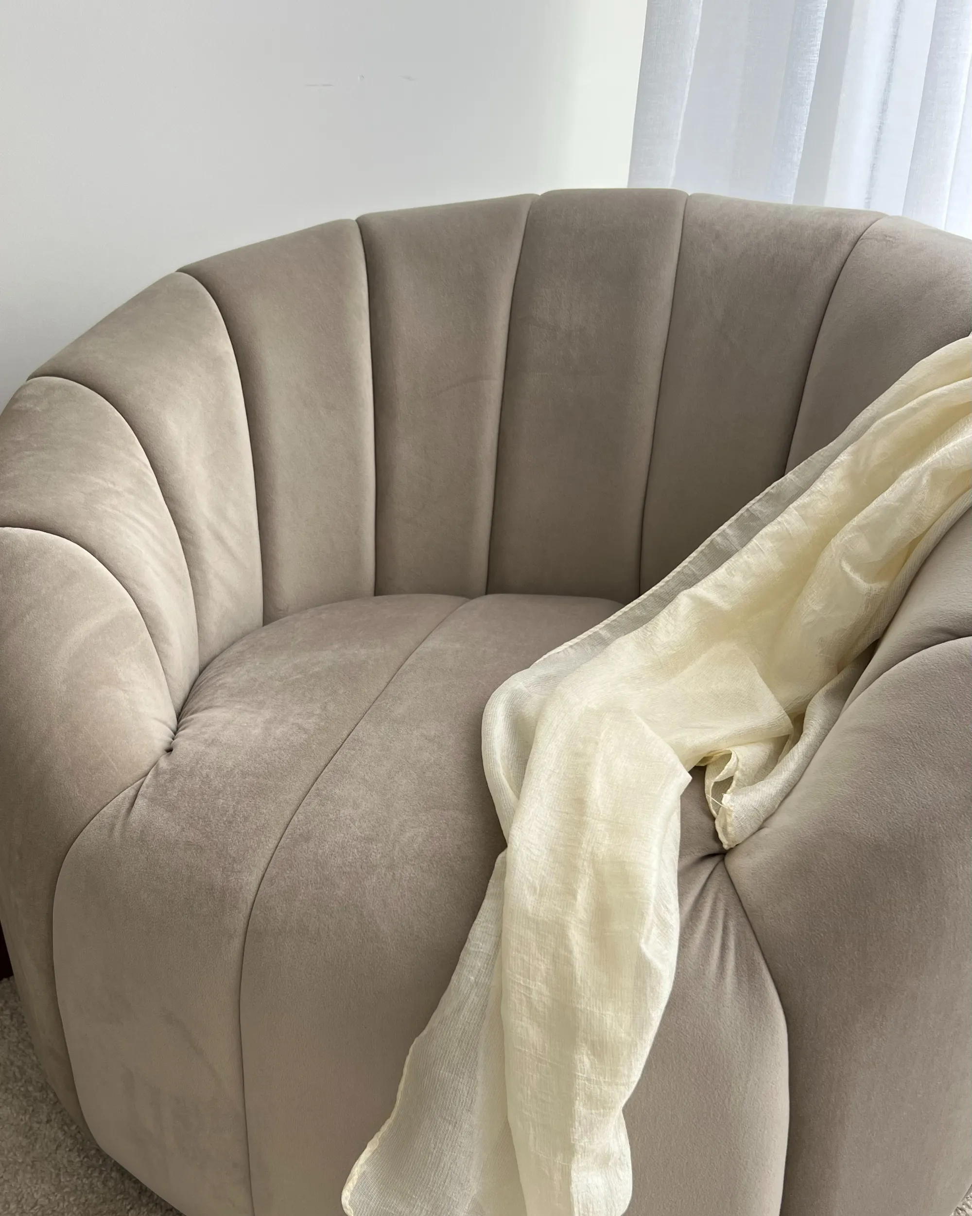 Fauteuil MALUNG Fluweel Beige