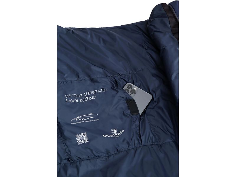 Grüezi Bag Schlafsack Biopod Wolle Zero Nylon, Night Blue Hochwertiger leichter Schlafsack