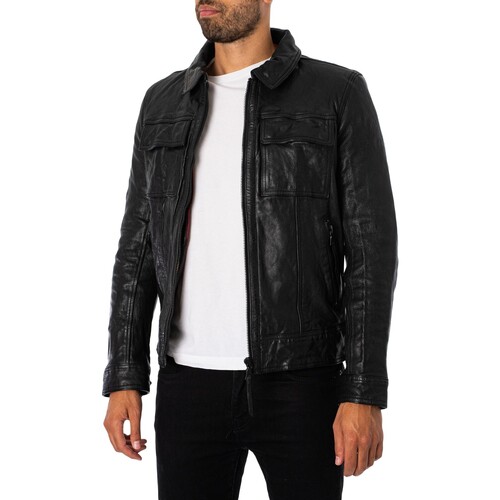 Superdry - Chaqueta De Cuero De Los Años Setenta Negro