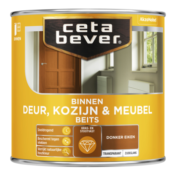 CetaBever Deur, Kozijn & Meubelbeits zijdeglans transparant donker eiken 250 ml