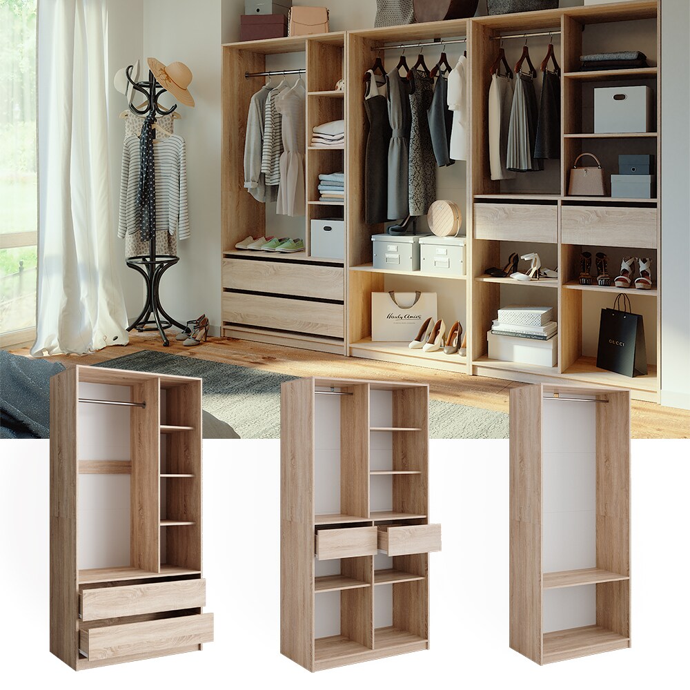 Vicco Kleiderschrank Elmo Sonoma 100 x 200 cm Set mit 3 Teile